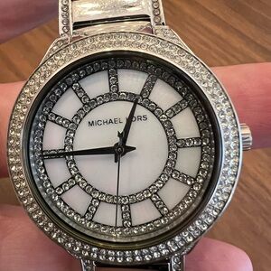 Michael Kors Silver and Black Crystal Watch